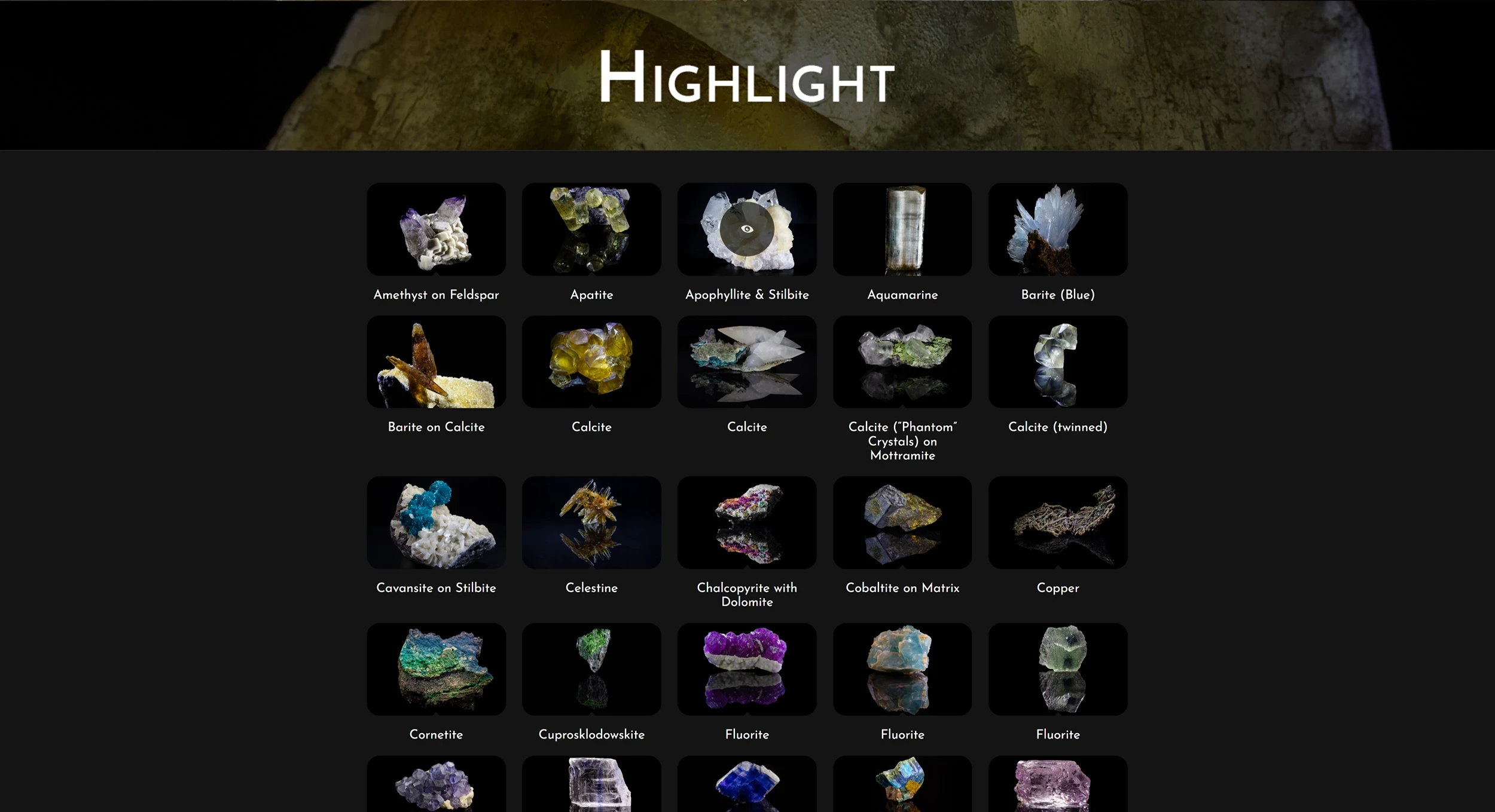 Mineral collection website - Highlight section, collector's personal selection of exceptional mineral specimens