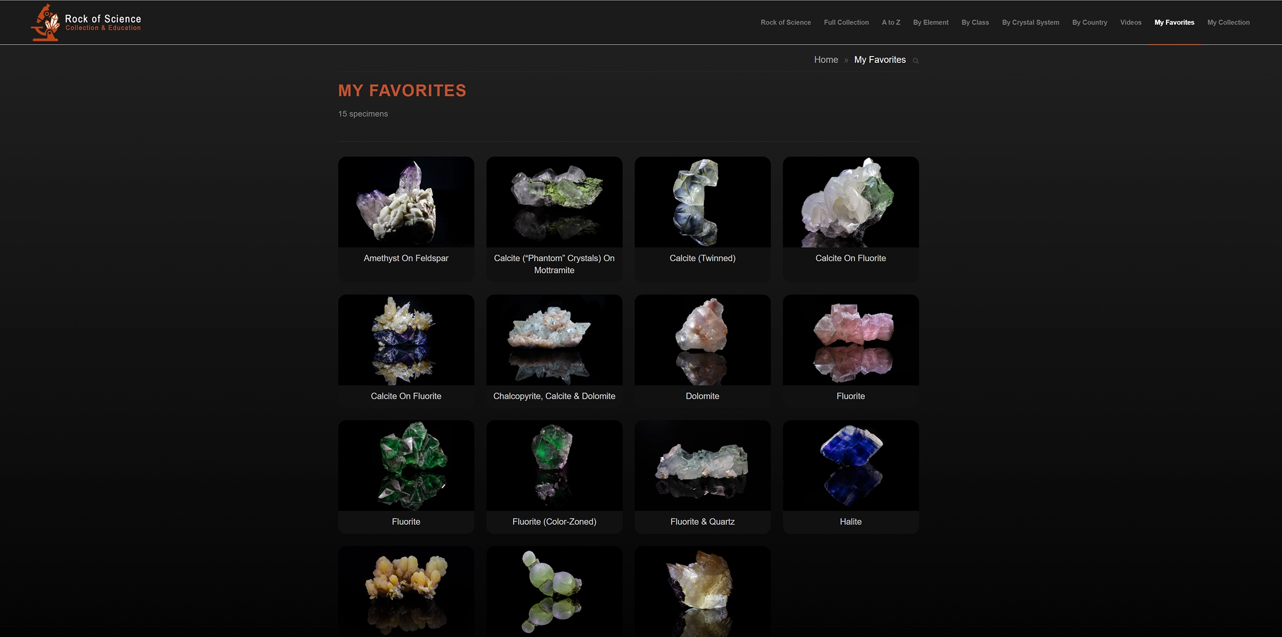 Favorite specimens on rock-of-science.org