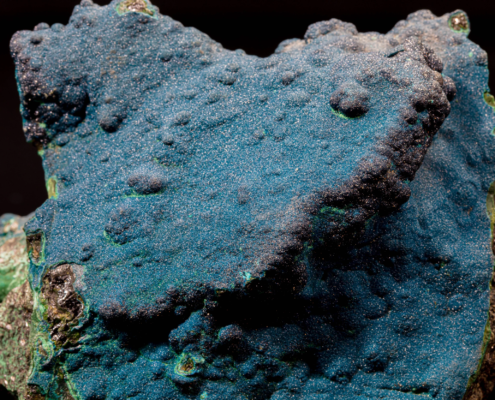 Close view of blue and green botryoidal cornetite, Congo.